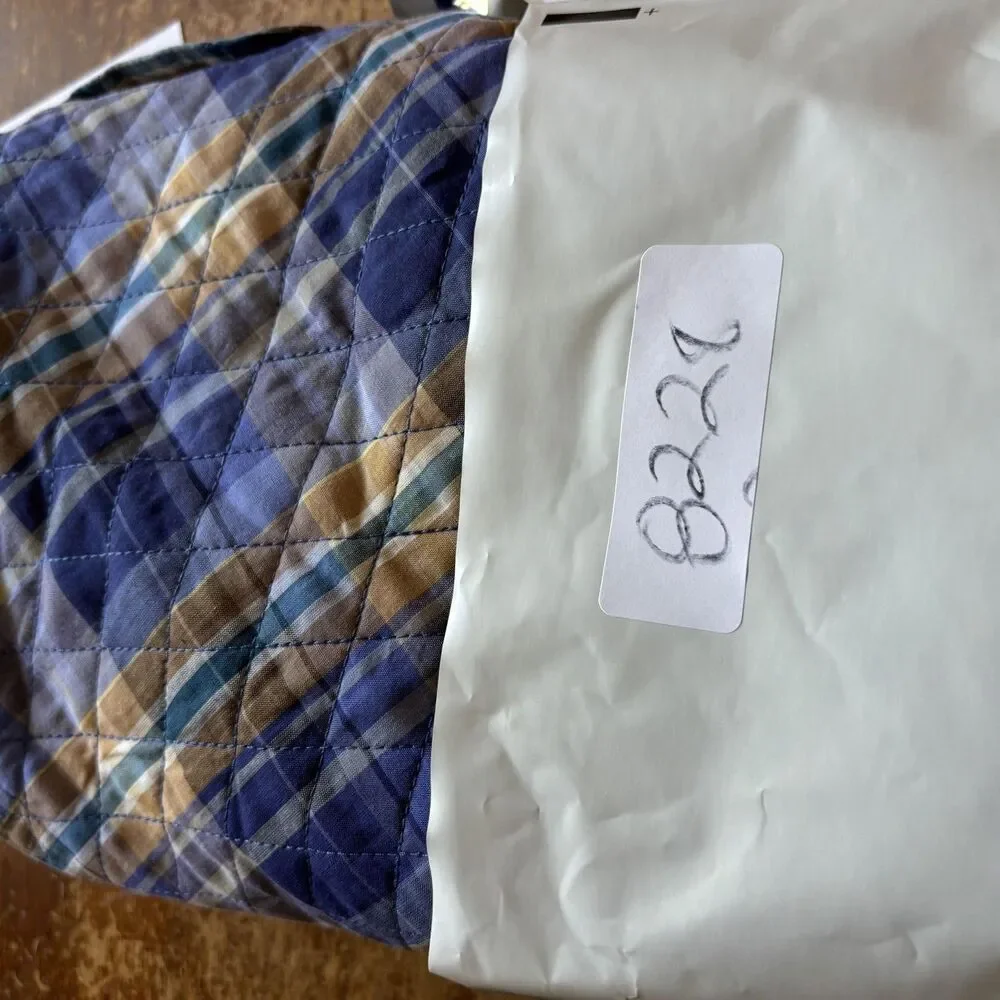 CJ Banks Vest Womens 2X Blue Plaid‎ Quilted Button Front Pockets Lined 20/22W